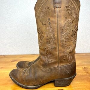 Ariat Magnolia Sunflower Cowboy Boots Women’s 6B Western Cowgirl Brown Leather
